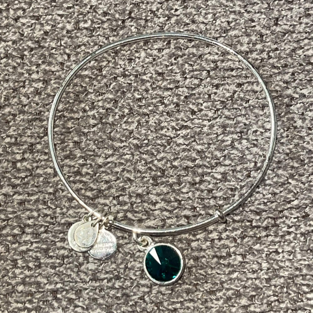 Alex and Ani emerald charm bracelet